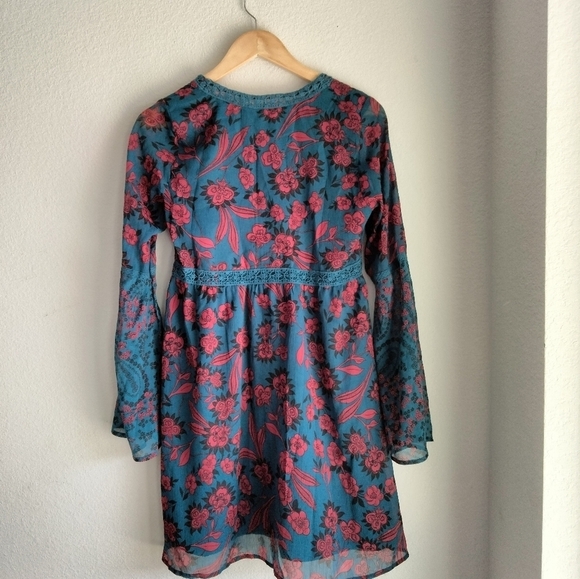 Abercrombie & Fitch floral Bohemian turquoise dress - Picture 3 of 6